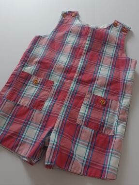 Bella Bliss Plaid Romper Shortall Boys Sz 9M